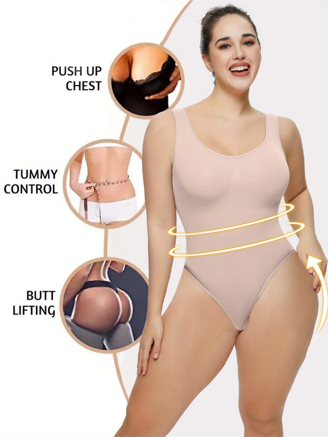 Plus Size Simple Shapewear Women's Plus Mini Bow Front Tummy - Temu Canada