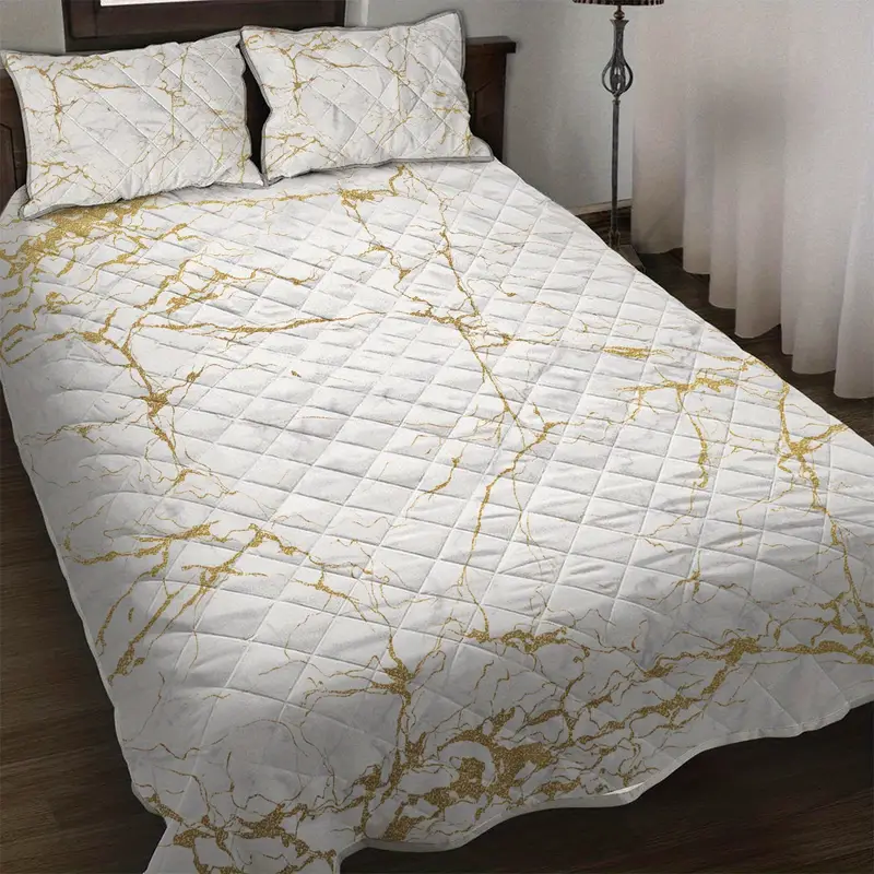 3pcs marble golden printed bedspread set for teen women men bedspread set for bedroom dorm room 1 bedspread 2 pillowcase without core details 0