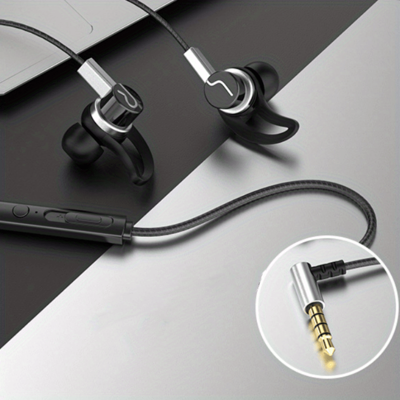 Auriculares intraurales con almohadillas y micrófono que se mantienen en  forma. Cable de cable de color con cable de 3.3 pies con conector para