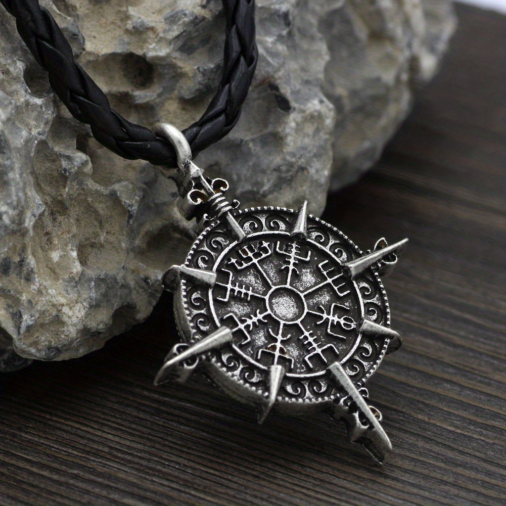 Viking Compass Pendant Necklace for Men