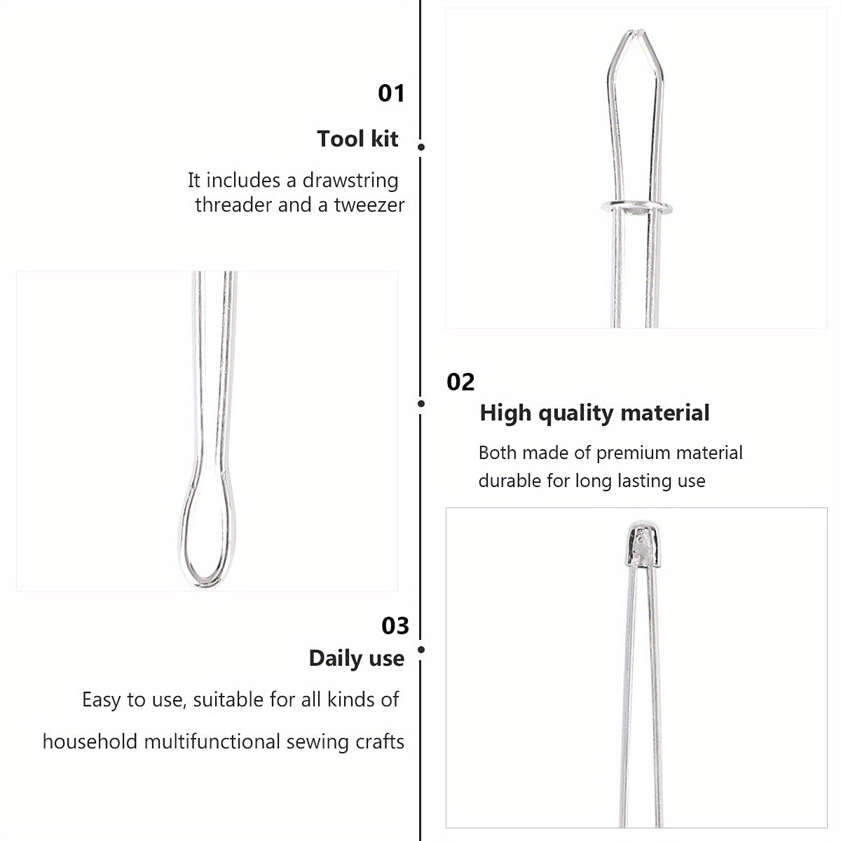 Metal Easy Pull Drawstring Threader With Tweezer For Elastic - Temu United  Arab Emirates