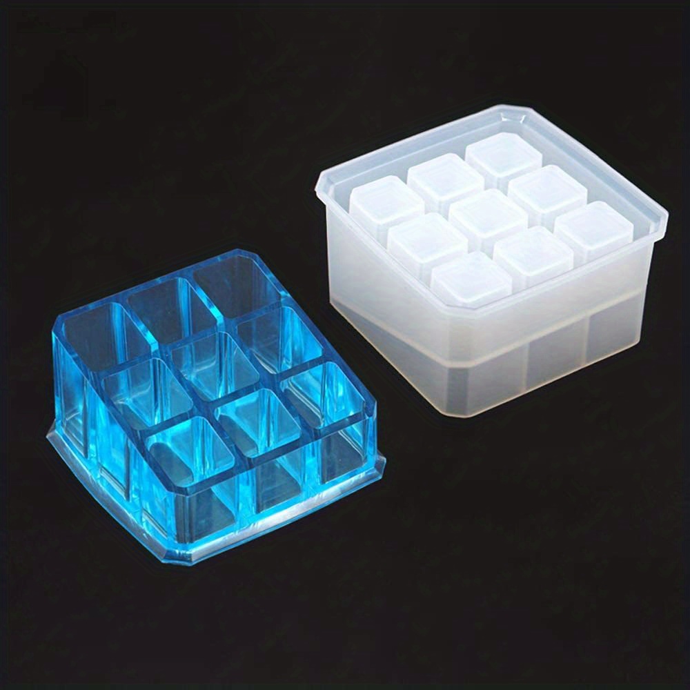 Diy Silicone Epoxy Resin Mold 2-sizes 12 Holes And 9 Holes Organizers Casting Molds For Lipstick, Pens, Markers, Desktop Organizatio