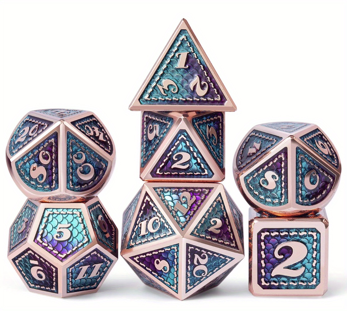 Metal Dice 7 Grain Set Dragon Scale Dice Rpg - Temu Australia