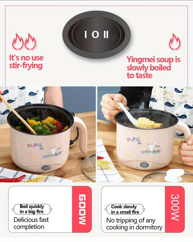 6 9inch small power hot pot student dormitory porridge cooking noodle cooker multi functional cooking fire adjustable 1 8l details 11