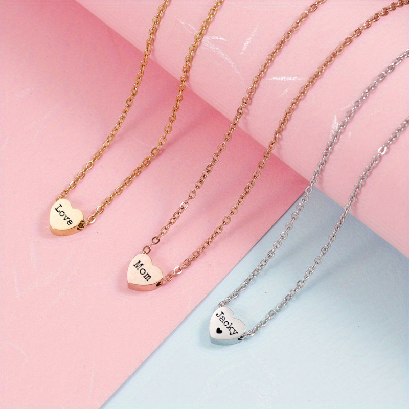 Personalized Heart shaped Titanium Steel Necklace Love Heart - Temu