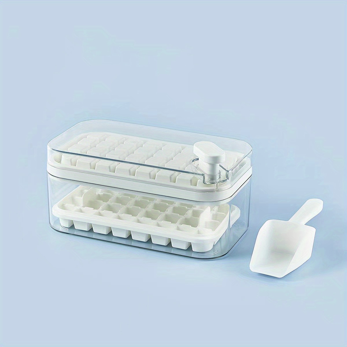 1pc Ice Cube Tray With Press, Freezing Ice Mold Organizer