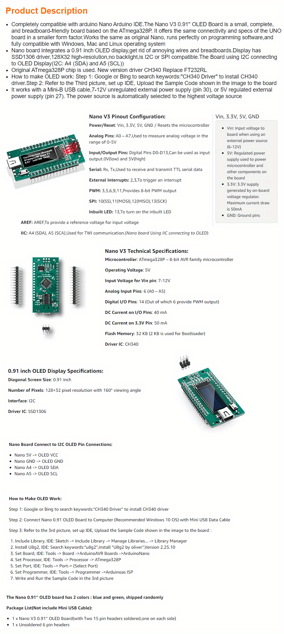 Arduino Nano Compatible Atmega328P+CH340 [5945] : Sunrom Electronics