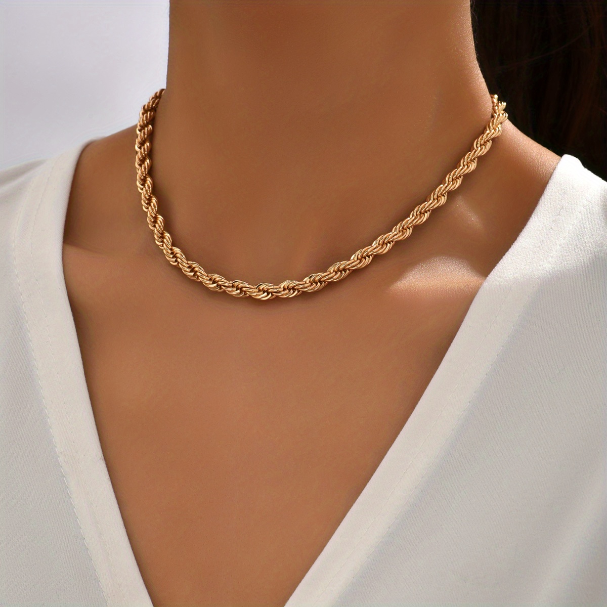 Water Wave Chain Necklace Plated 18k Gold Plated Chain - Temu