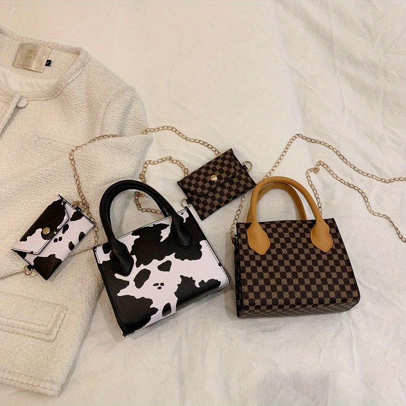 Mini Cute Cow Print Crossbody Bag, Kawaii Square Shoulder Bag, Women's  Stylish Handbag & Purse - Temu