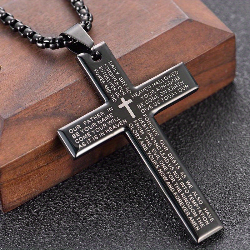 Men's Engraved Cross Pendant Necklace