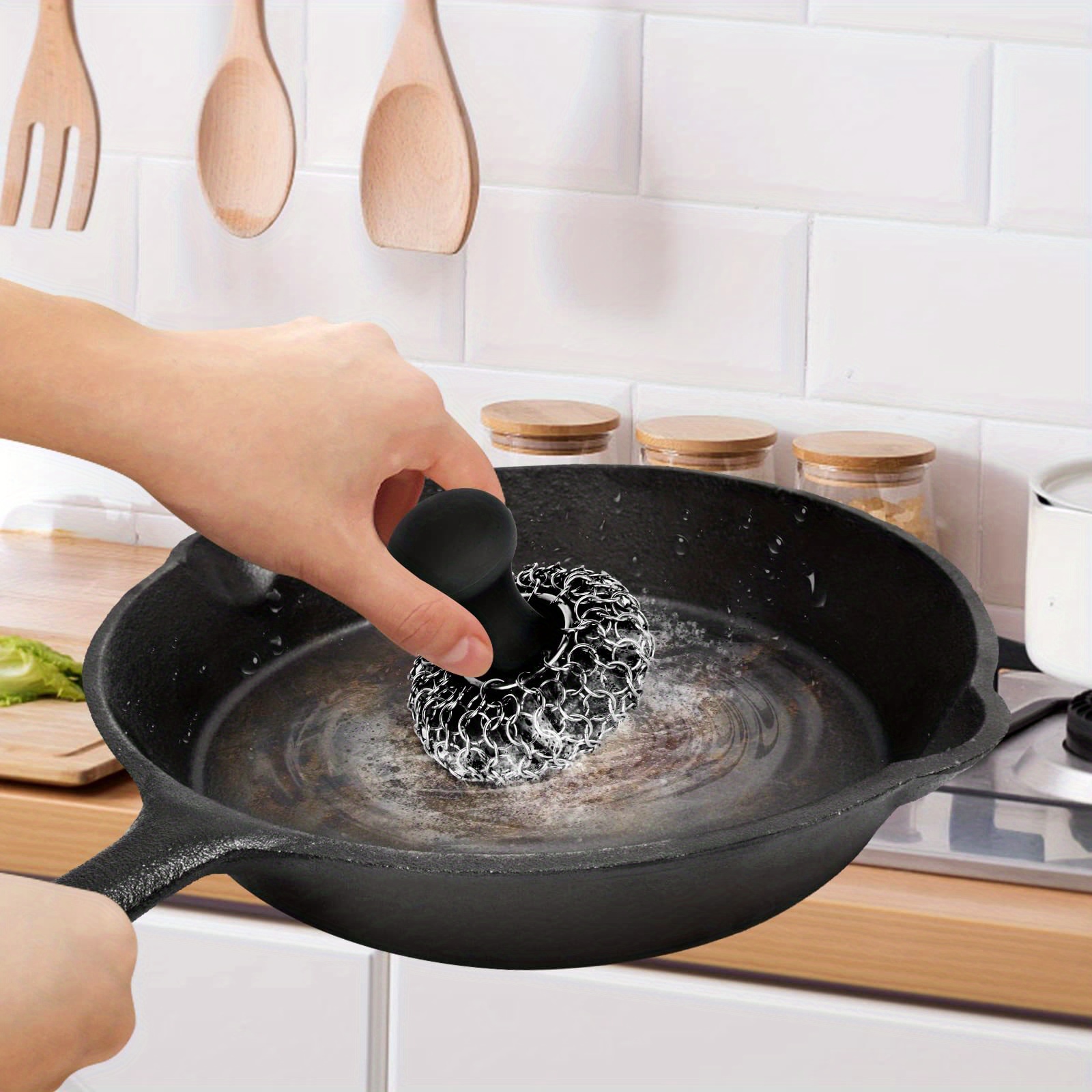 Cast Iron Scrubber Upgraded Cast Iron Cleaner Ergonomic Temu