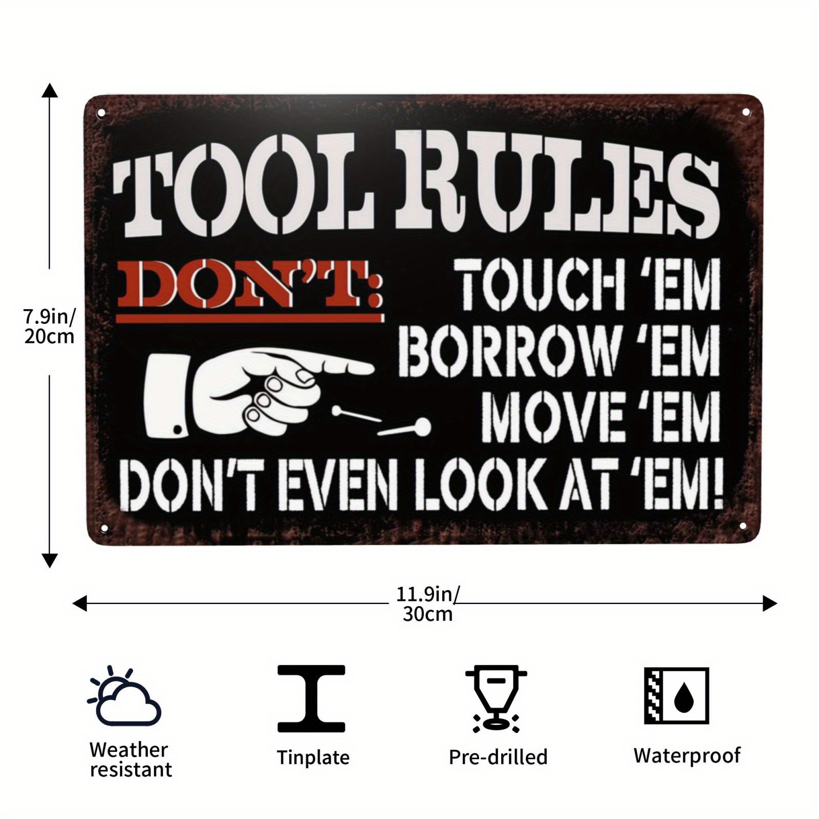 Metal Tin Garage Sign Tool Rules Signs Garage Wall Decor Garage