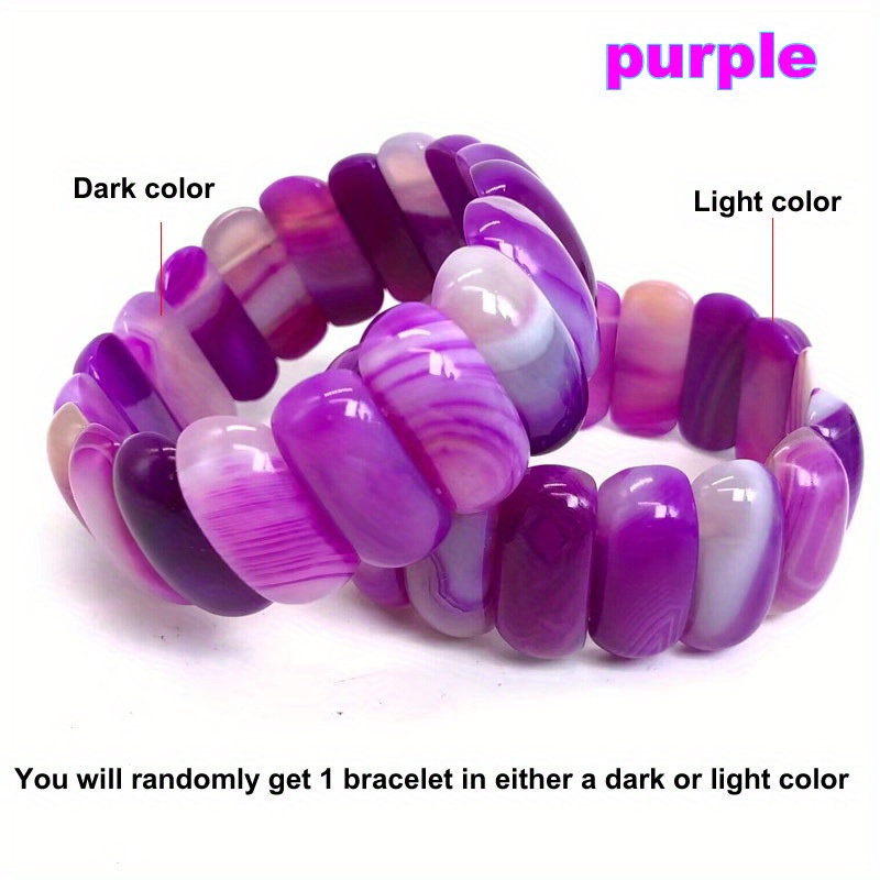 10X25Mm Natural Agate Beaded Bracelets - Colorful Striped Botswana Agate