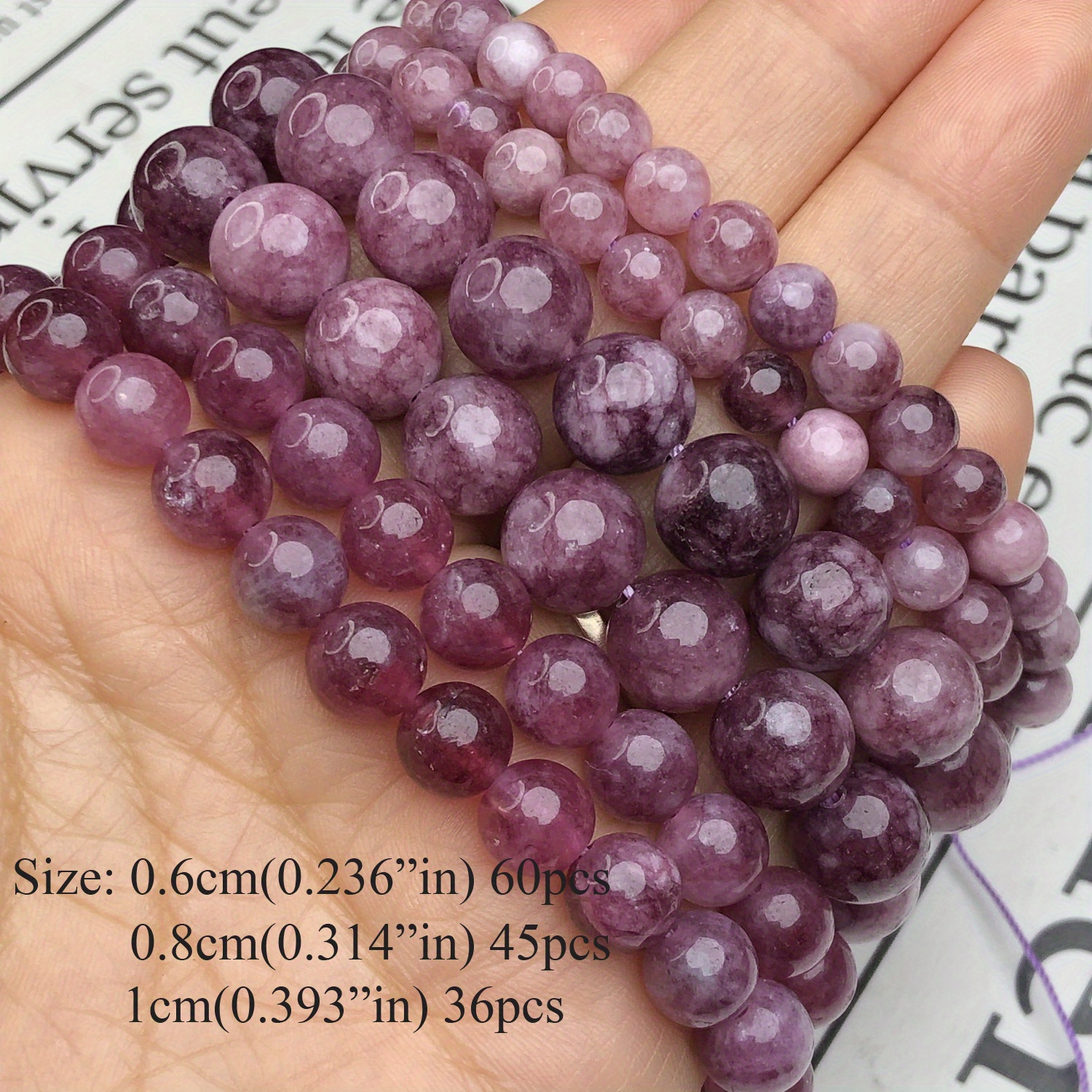 Natural Stone Light Purple Crystal Beads Round Loose Spacer - Temu