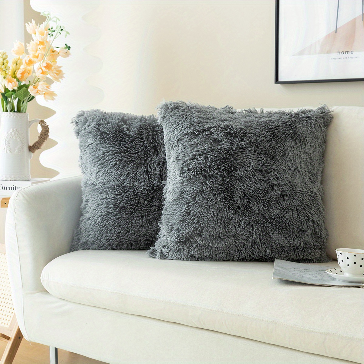 Faux Fur Throw Pillows Covers Fleece Cushion Cover - Temu