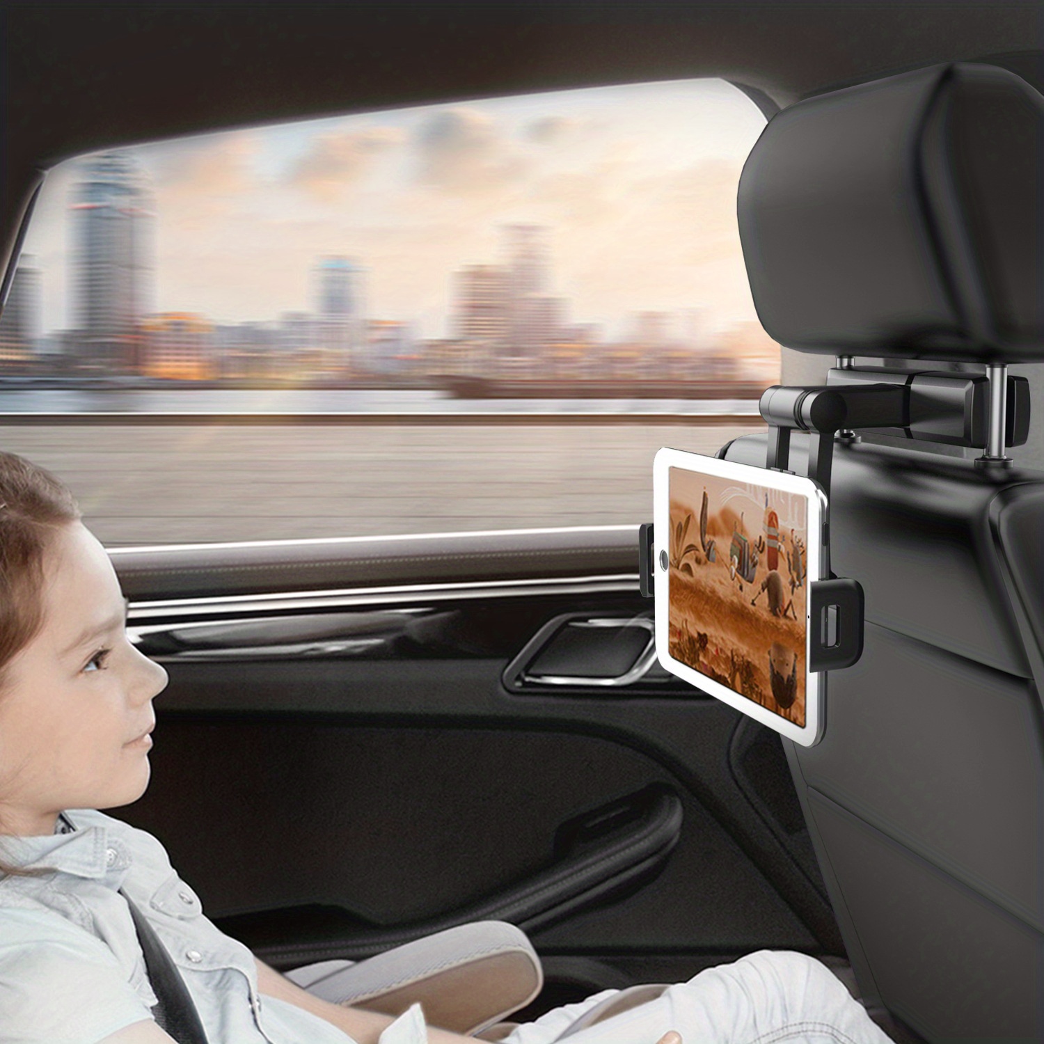 Support de tablette pour voiture, support de tablette pour appuie-tête  compatible avec des appareils tels que l'iPad Pro Air Mini, les tablettes