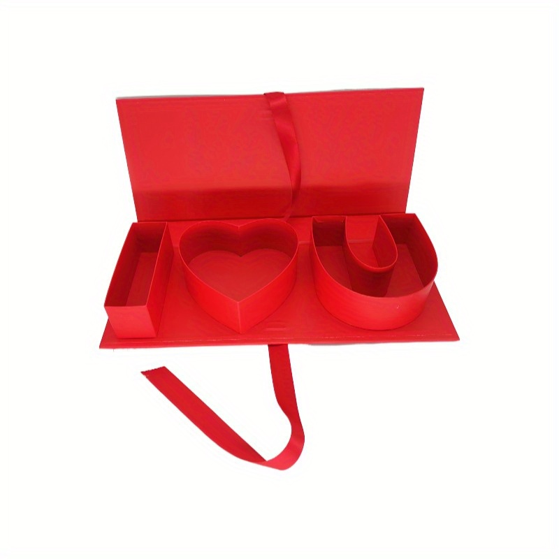  Caja de regalo Caja de embalaje rosa en forma de corazón rojo a  juego 1 L : Salud y Hogar