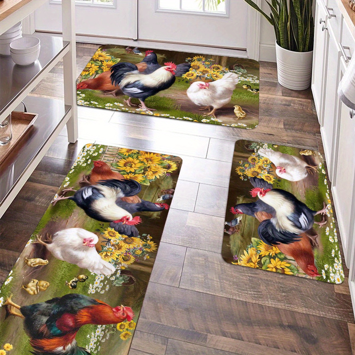 Chicken Print Kitchen Mat For Floor Anti-slip Hallway Balcony Rugs