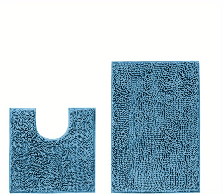 Resort Collection Plush Shag Chenille Bath Mat Marine Blue