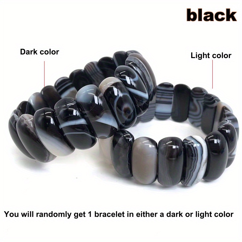 10X25Mm Natural Agate Beaded Bracelets - Colorful Striped Botswana Agate