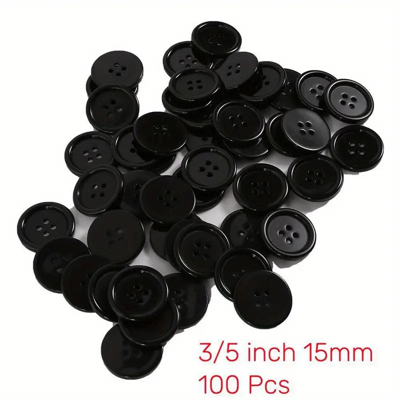 Black Resin Sewing Buttons With Four Holes For Shirt Clothes - Temu