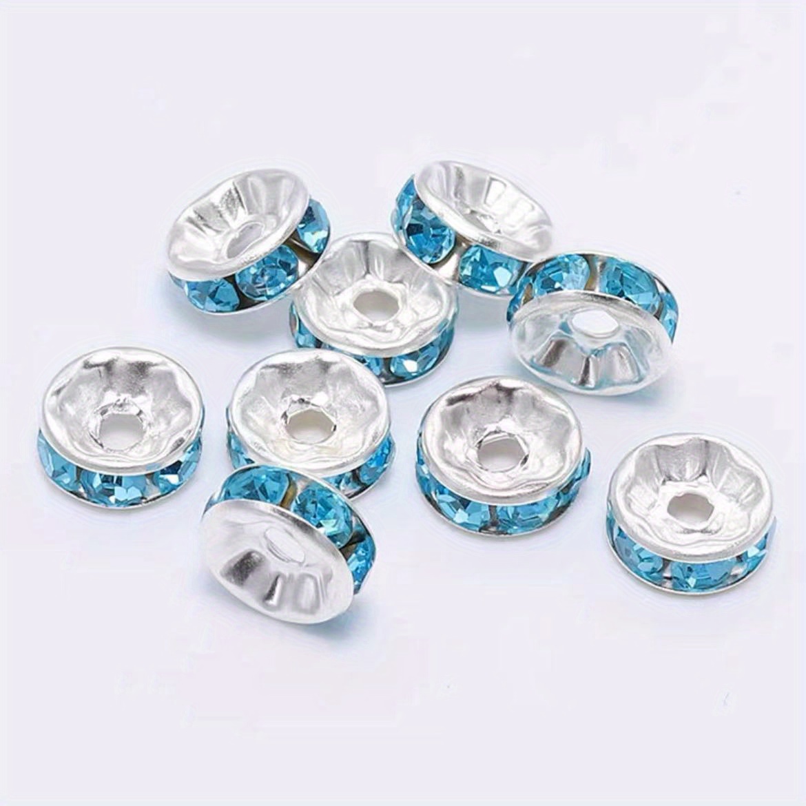 silver rhinestone rondelle 12mm x 5mm spacer beads – Bubblegum