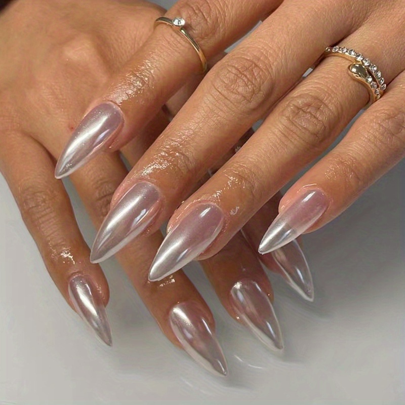 Nude Clear Ombre Apres Gel X Press on Nails Gold Flakes Short Medium Long  Extra Long and Coffin Stiletto Square Round Shiny Matte Handmade 