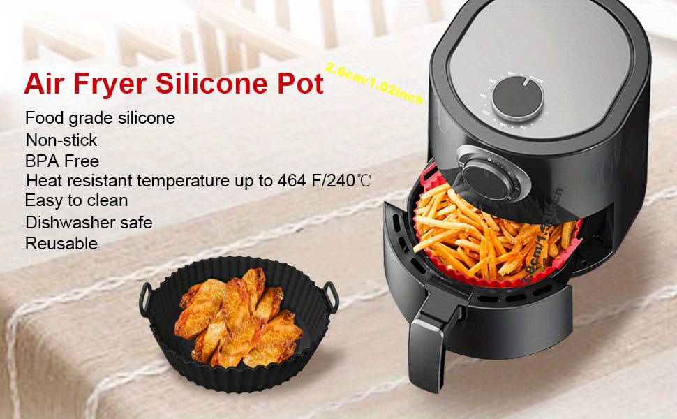 Air Fryer Silicone Liners, Easy Cleaning Air Fryer Insert, Replacement of  Parchment Paper Liners, Food-Grade Reusable Air Fryer Pot for 5.3 or  Bigger