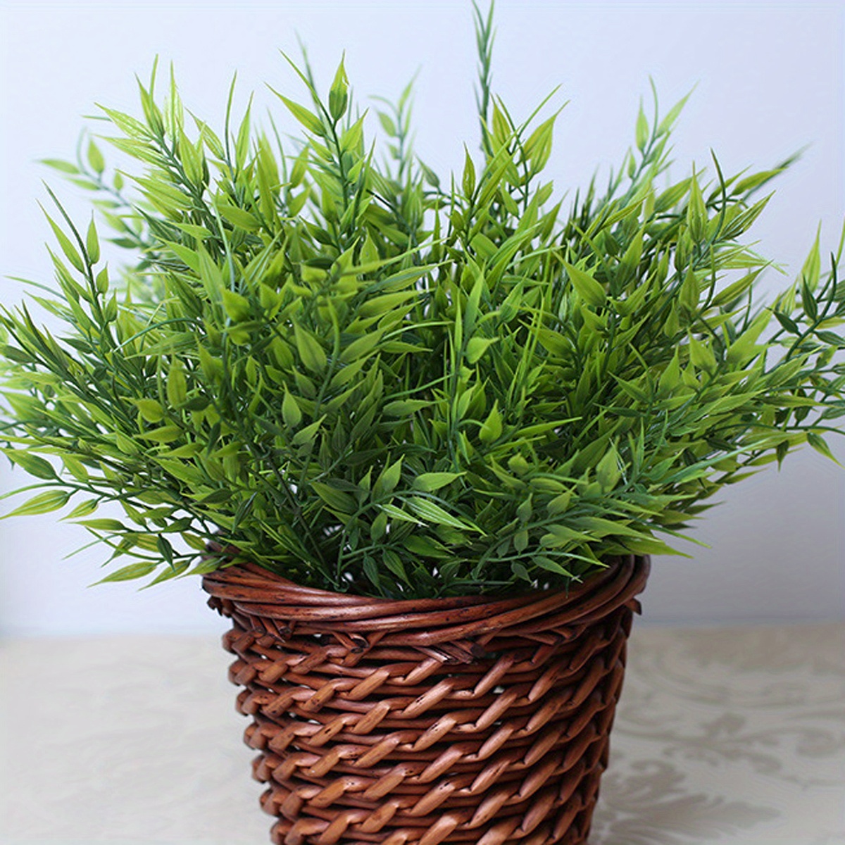 -branch Artificial Bamboo Leaves - Green Plant Foliage For Hotel And Mall Decoration - Plastic Plants
