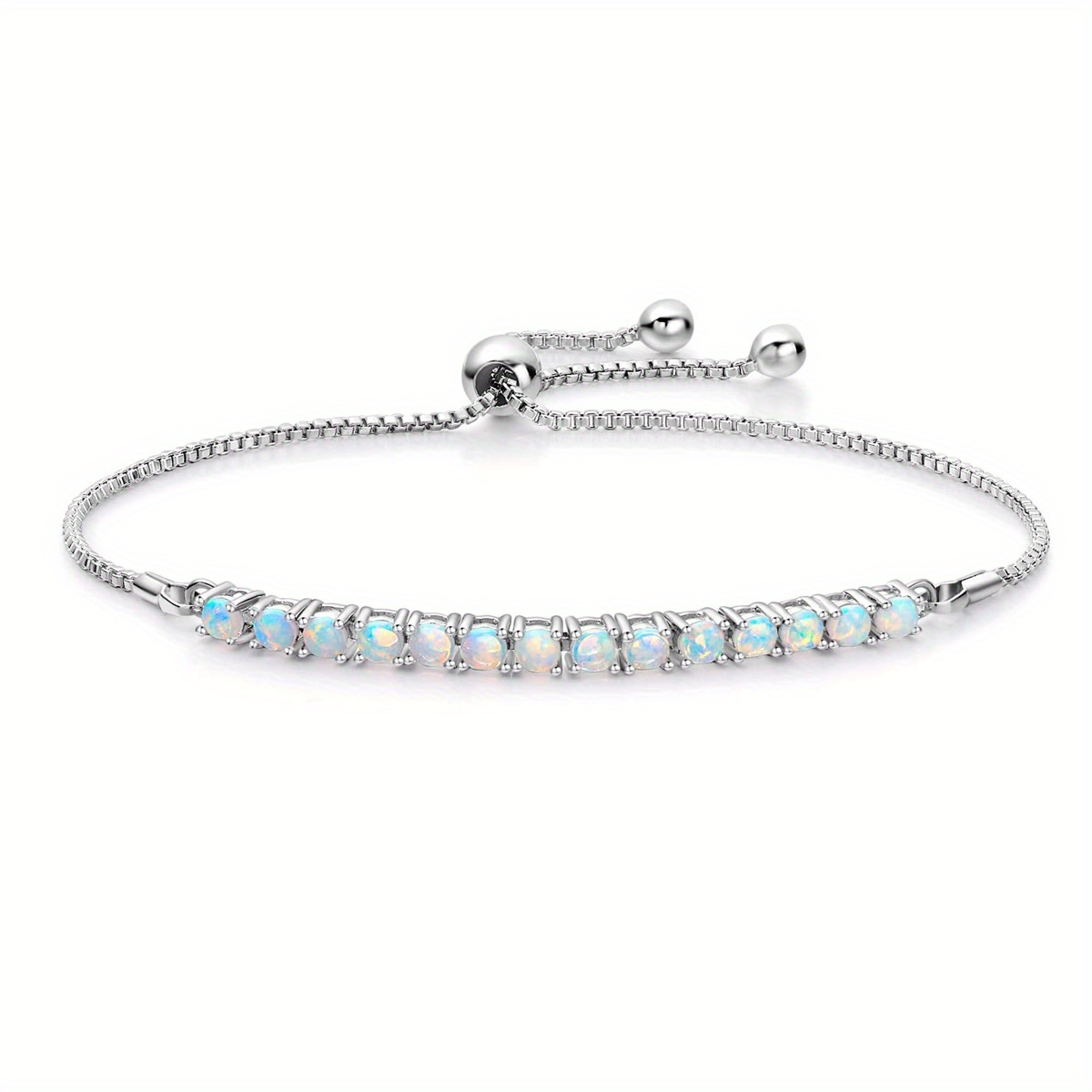 TEMU Romantic And Elegant Women's - Multicolor Synthetic Opal Australian Precious Stretch Bracelet Showcasing Unique Charm, Versatile Exquisite Jewelry For Holiday Gifts Or Personal Use