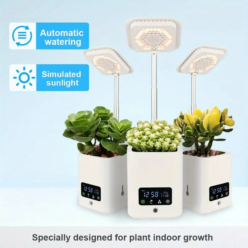 1pc 7 in 1 air purifier aroma humidifier with bt speaker smart flower pot table lamp alarm clock thermometer and clock multifunctional humidifier household ornament details 0