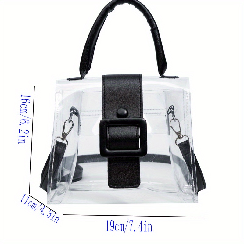 Buckle Small Leather Tote Bag, Black