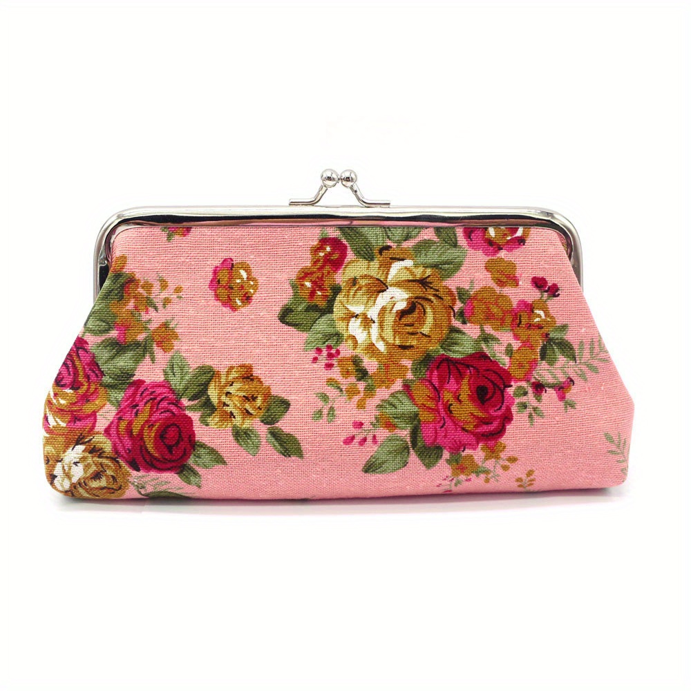 Cute Random Color Floral Pattern Coin Purse Vintage Pouch Kiss-lock Wallet