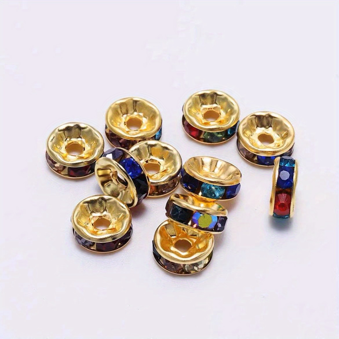 6mm Gold Rhinestone Rondelles Crystal Bead Loose Spacer Beads for