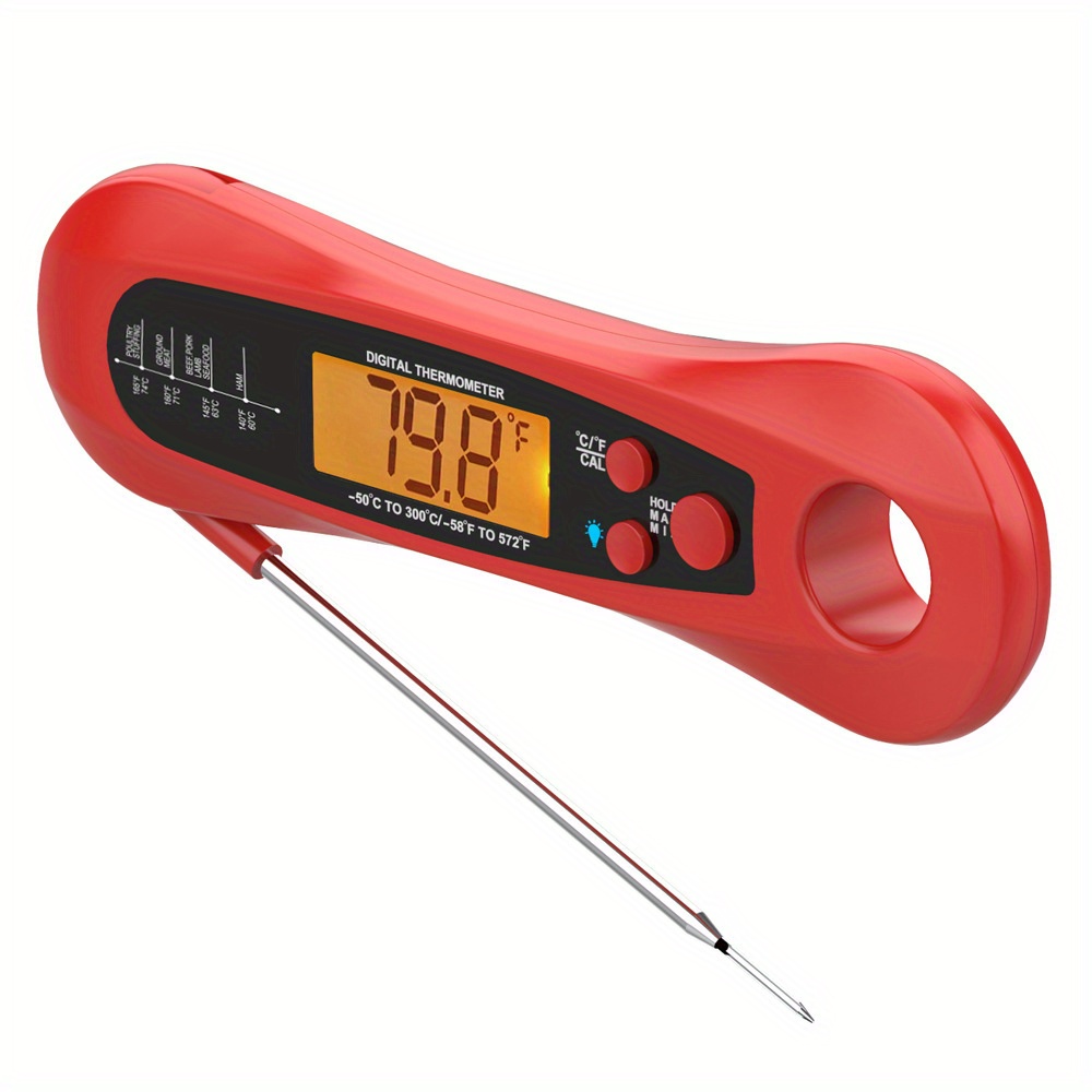  DOQAUS Digital Meat Thermometer, Instant Read Food Thermometer  for Cooking Kitchen Candy with Super Long Probe for Turkey Grill Water Oil  Deep Fry - Red: Home & Kitchen