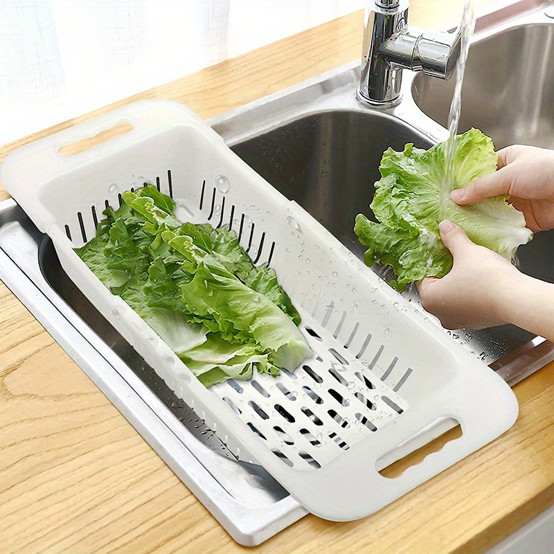 Escurridor de platos telescópico para fregadero, cesta de lavado