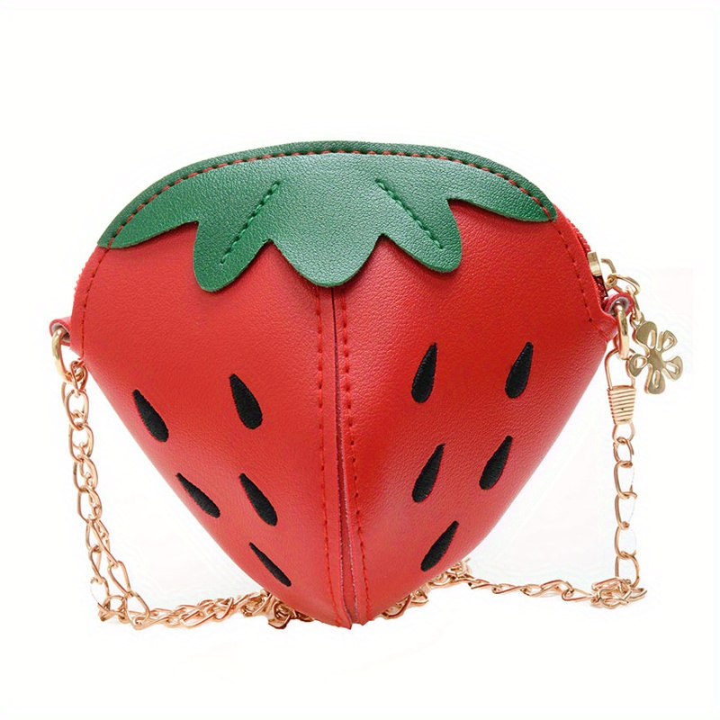 Strawberry Shape CrossBody Purse Bag,Cellphone Shoulder Bags Card Holder  Wallet PU Phone Shoulder Wallet for Women Girl (Red)
