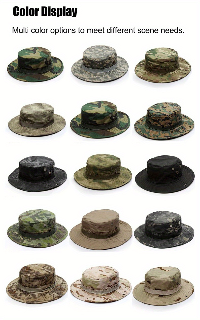 Wide Brim Hat Thickened Camouflage Boonie Hat Outdoor Hiking Camping Hunting  Fishing Hat Military Tactical Bucket Hat Foldable Soft Hat Sun Hat For Men  - Jewelry & Accessories - Temu