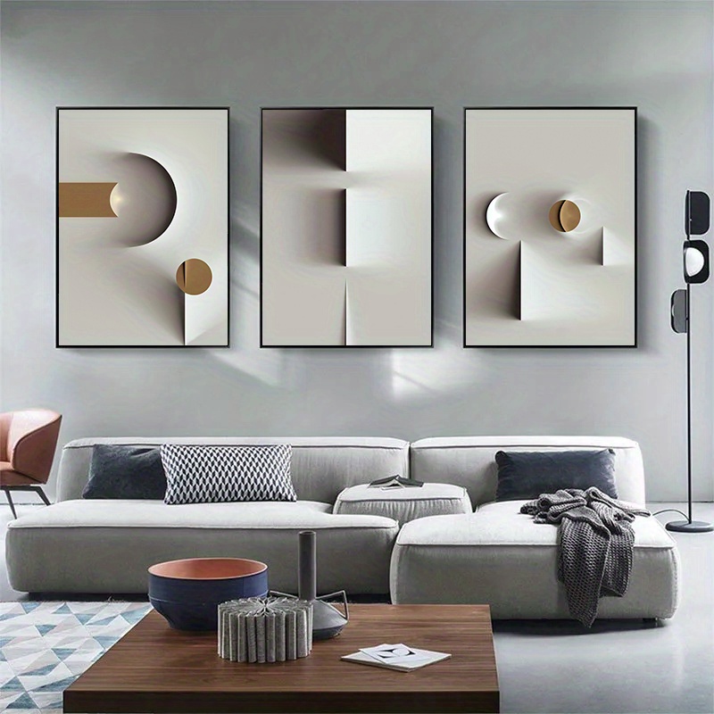 TEMU 3 Pezzi Senza Cornice Astratta Geometrica Tela Pittura Arte Della Parete Stampa Poster Nordico Moderno Immagine Soggiorno Decorazioni Per La