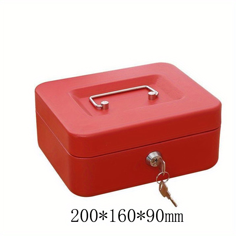 Portable Metal Cash Box With Lock Safe Box Storage Iron Box