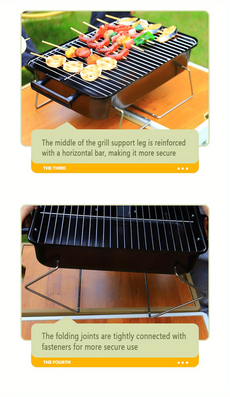 1pc Outdoor Portable Grill With Lid Barbecue Stove Braised Grill