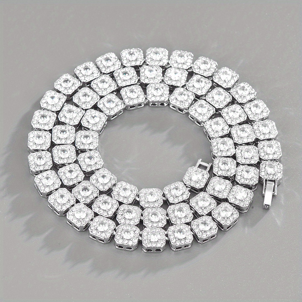 Square Tennis Chains Micro Pave Rhinestone Necklace