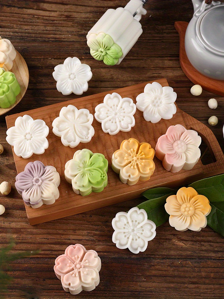 Cookie Press Set Abs Plastic Moon Cake Molds White Flower - Temu