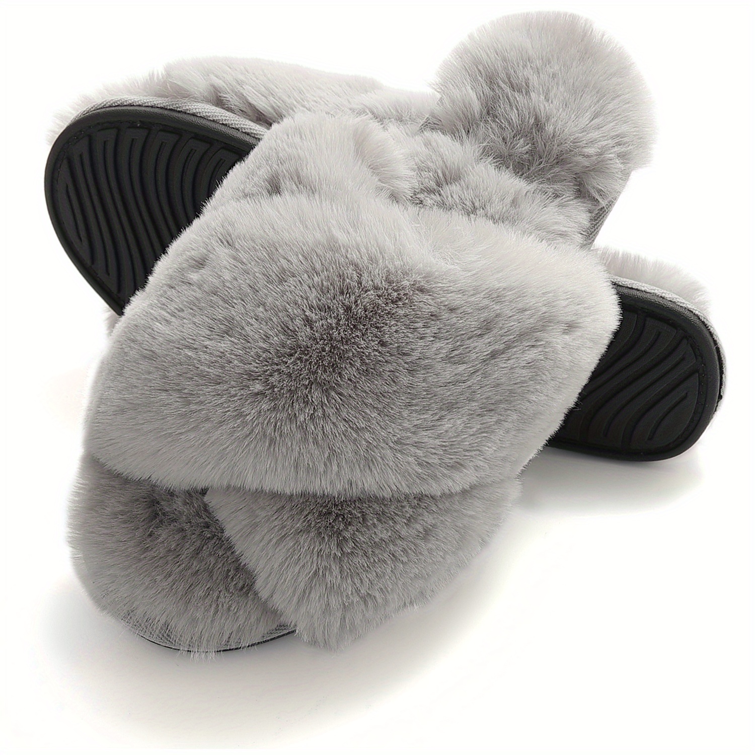 Grey sale fuzzy slides