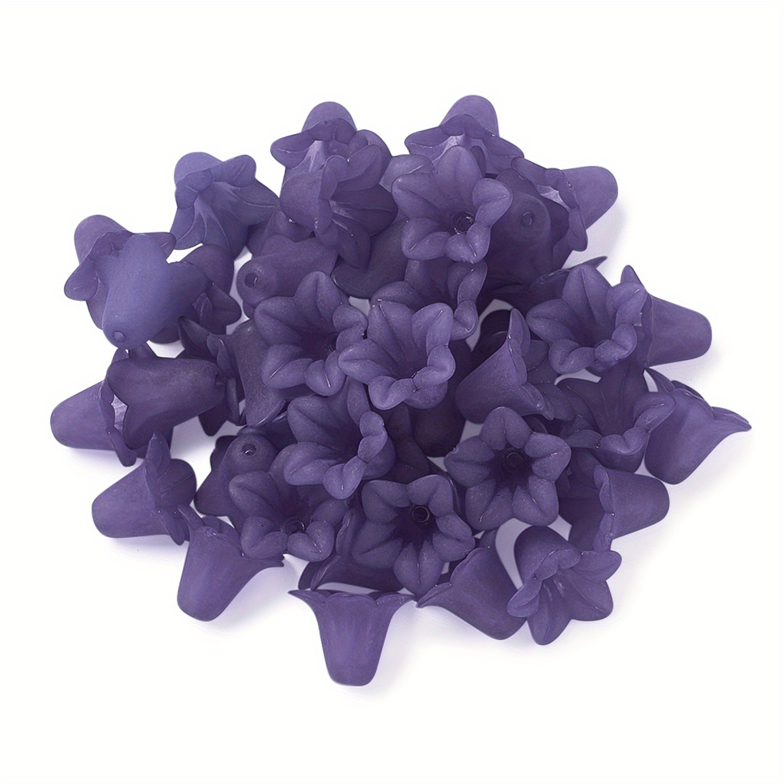 50pcs Frosted Transparent Acrylic Flower Beads, 17.5x12mm, Hole: 1.5mm