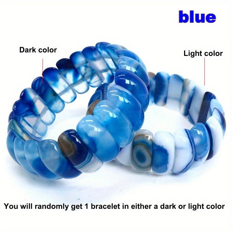 10X25Mm Natural Agate Beaded Bracelets - Colorful Striped Botswana Agate
