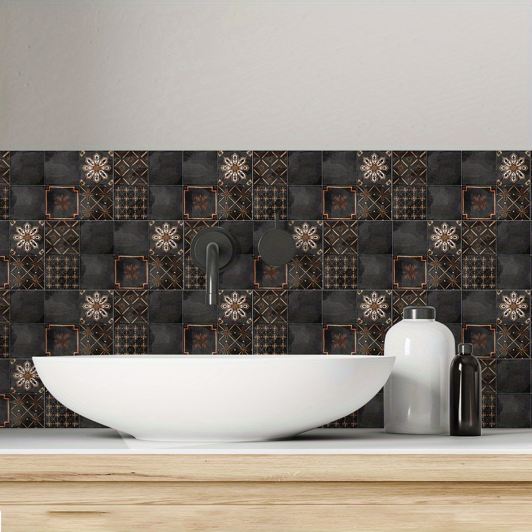 Retro Black Style Tile Wall Stickers Imitation Presbyopic Temu