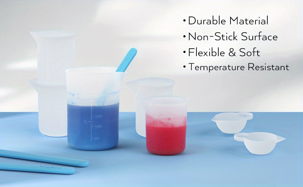 Silicone Resin Measuring Cups Tool Kit- 250 & 100 Ml Measure Cups, Silicone  Popsicle Stir Sticks