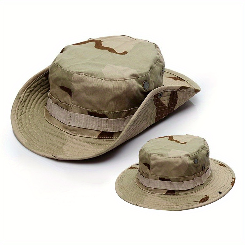 Sansha Camouflage Sporty Wide Hat, Men's Outdoor Hiking Camping Fishing Hat Foldable Hat for Men Bucket Hat, Adjustable Breathable Safari Cap