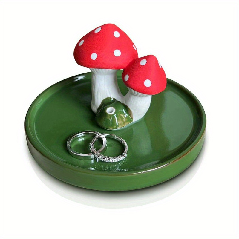 Cute Mushroom Ceramic Jewelry Tray Ring Dish Bracelet Holder